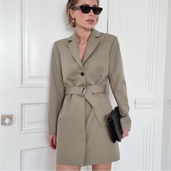 NEW NWT Anine Bing Campbell Belted Trench Coat Dress Green - Picture 1 of 10